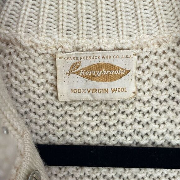 Kerrybrooke Sears Vtg. 100% Virgin Wool Cardigan Coat Jacket Texured Knit Size L - Picture 9 of 13